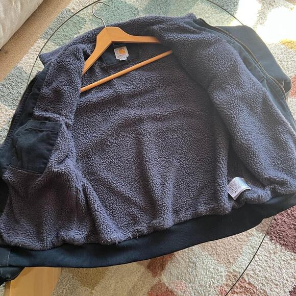 Women's Distressed Carhartt Wildwood Sherpa Lined Canvas Jacket | Black | Size L - Picture 7 of 8